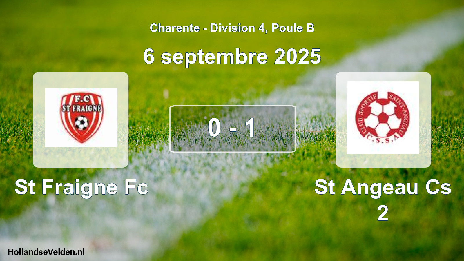 Gespeelde wedstrijd: St Fraigne Fc - St Angeau Cs 2 0 - 1 (6 septembre 2025)