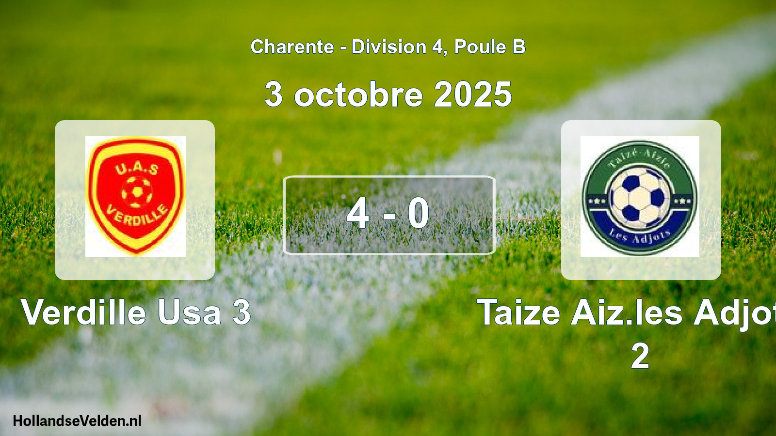 Gespeelde wedstrijd: Verdille Usa 3 - Taize Aiz.les Adjots 2 4 - 0 (3 octobre 2025)