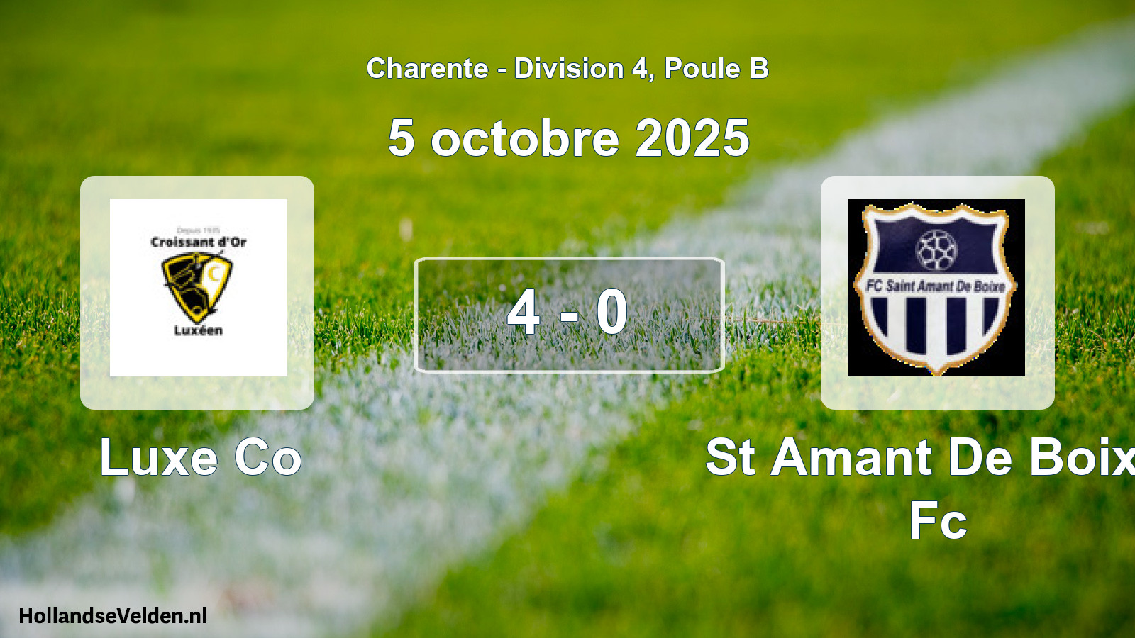 Gespeelde wedstrijd: Luxe Co - St Amant De Boixe Fc 4 - 0 (5 octobre 2025)