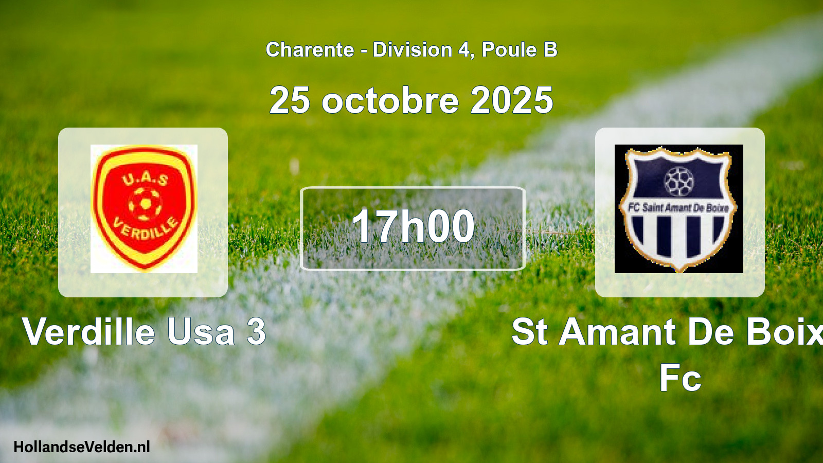Geplande wedstrijd: Verdille Usa 3 - St Amant De Boixe Fc (25 octobre 2025)