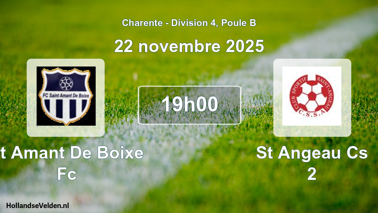 Geplande wedstrijd: St Amant De Boixe Fc - St Angeau Cs 2 (22 novembre 2025)