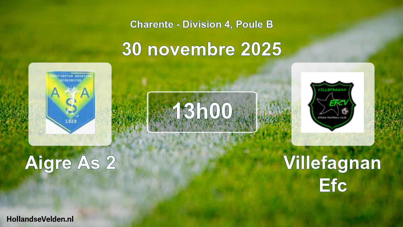 Geplande wedstrijd: Aigre As 2 - Villefagnan Efc (30 november 2025)