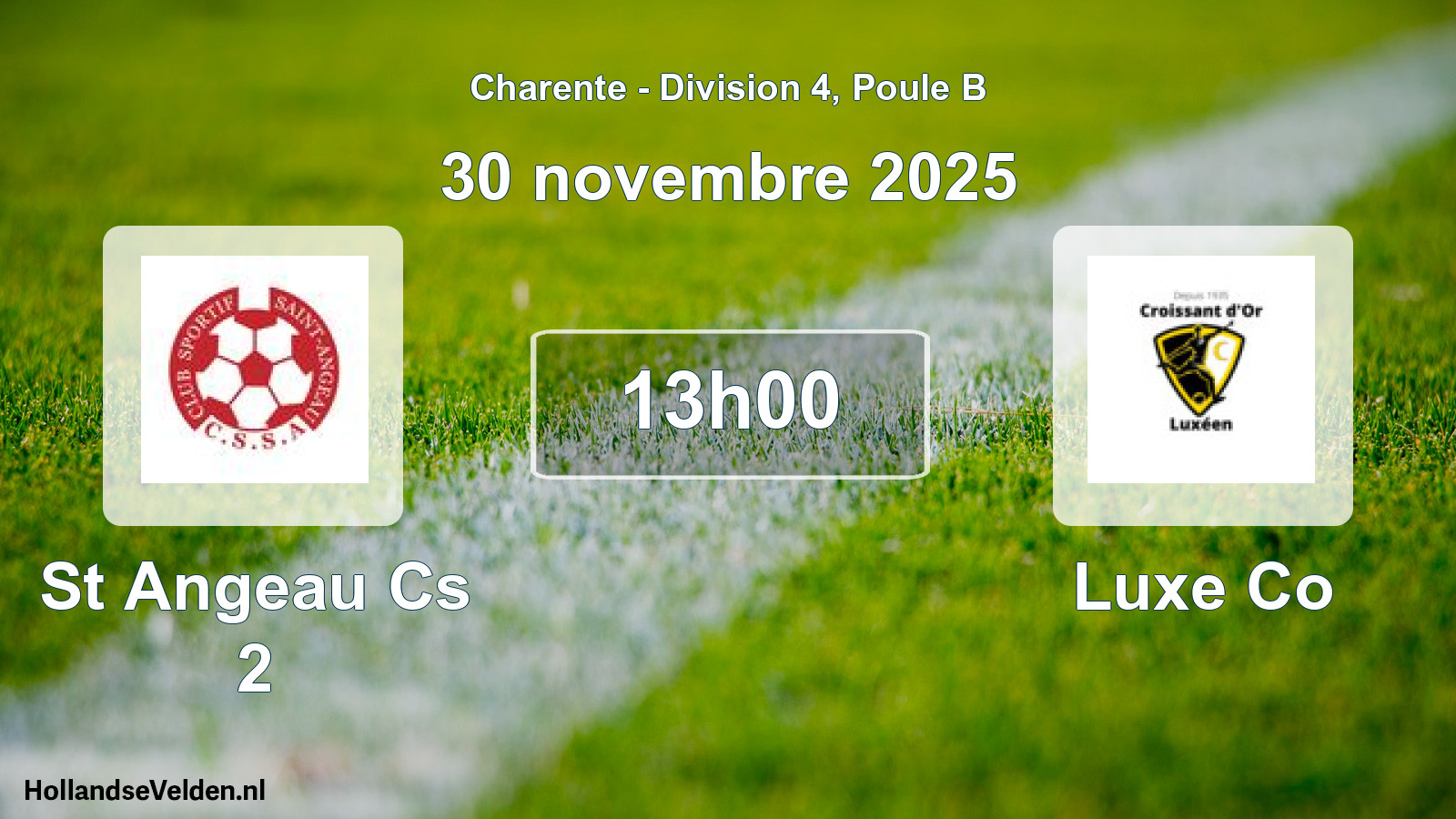 Geplande wedstrijd: St Angeau Cs 2 - Luxe Co (30 novembre 2025)