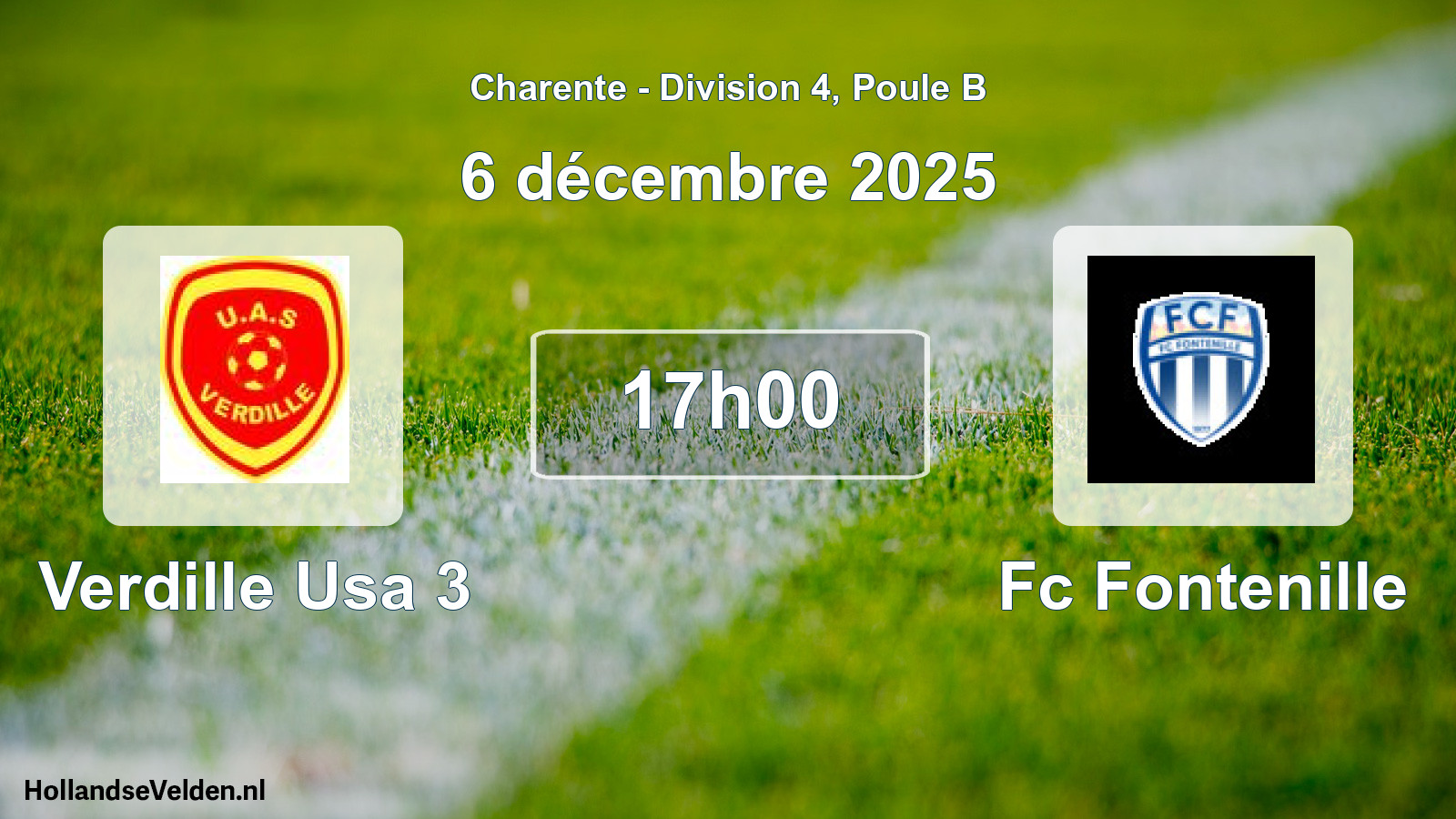 Geplande wedstrijd: Verdille Usa 3 - Fc Fontenille (6 décembre 2025)