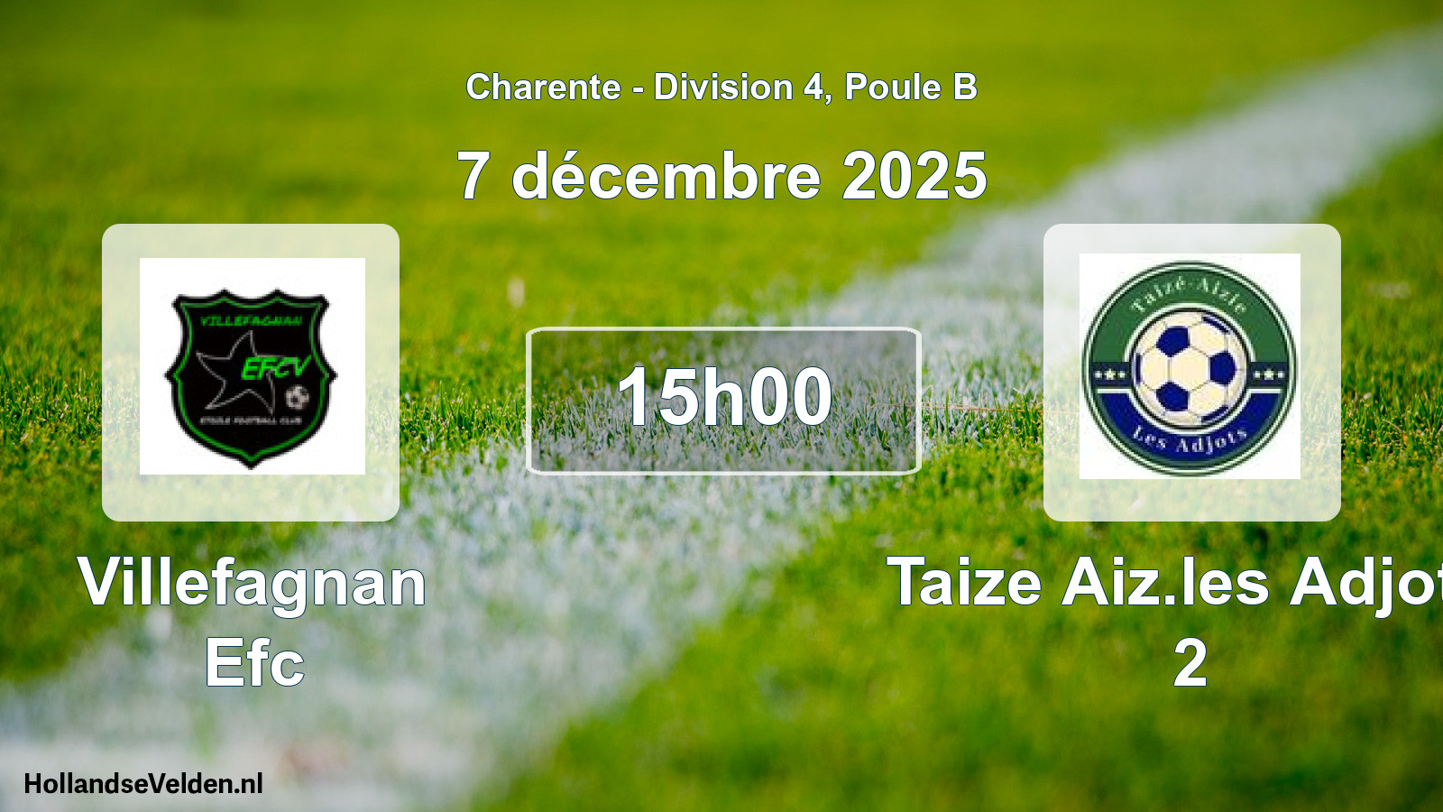 Geplande wedstrijd: Villefagnan Efc - Taize Aiz.les Adjots 2 (7 décembre 2025)