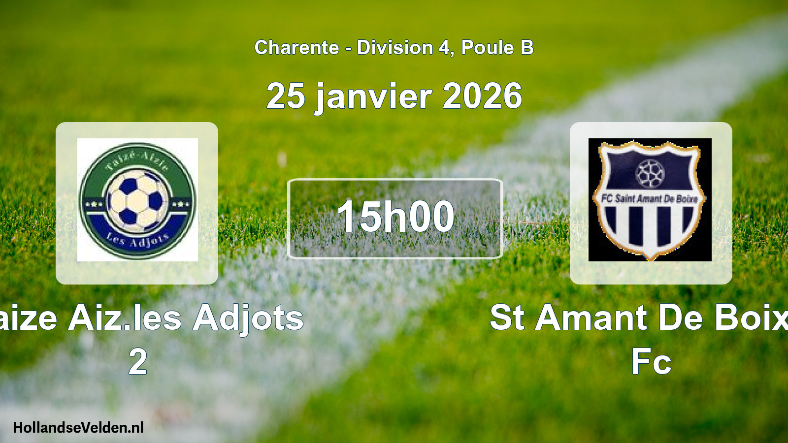 Geplande wedstrijd: Taize Aiz.les Adjots 2 - St Amant De Boixe Fc (25 januari 2026)