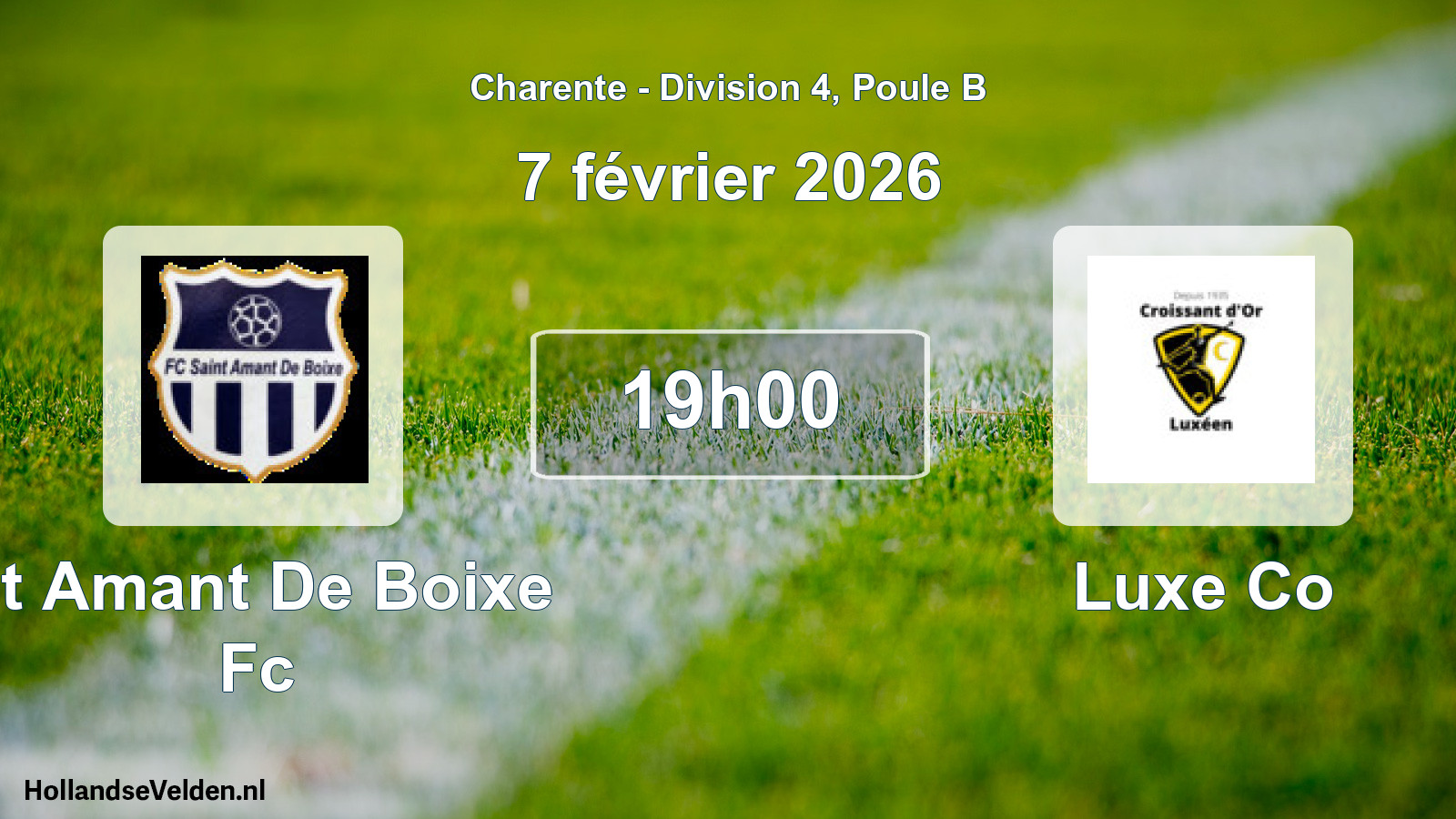 Geplande wedstrijd: St Amant De Boixe Fc - Luxe Co (7 février 2026)