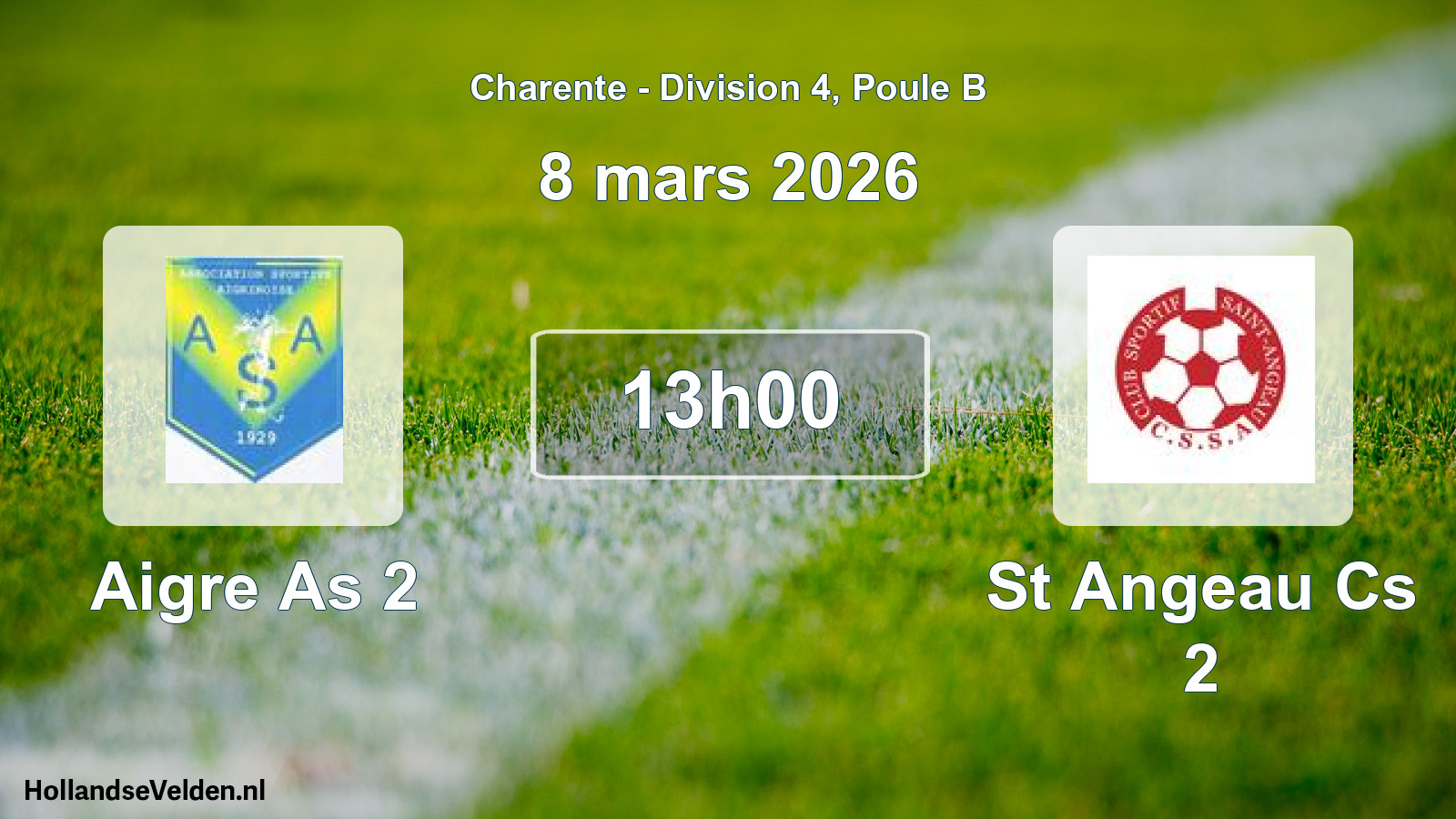 Geplande wedstrijd: Aigre As 2 - St Angeau Cs 2 (8 mars 2026)