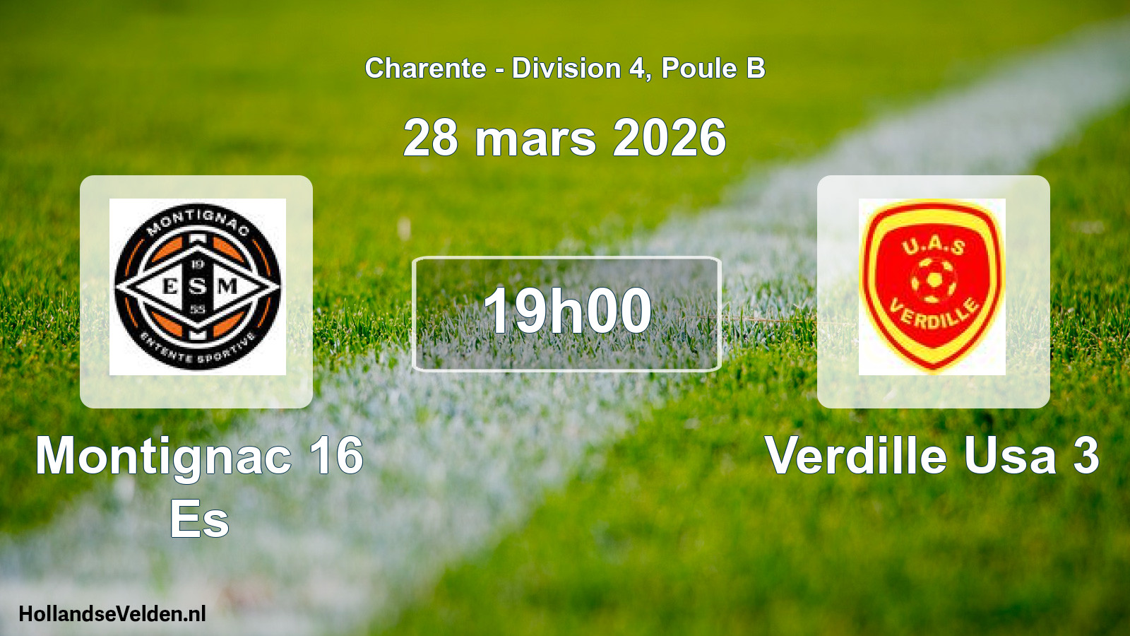 Geplande wedstrijd: Montignac 16 Es - Verdille Usa 3 (28 mars 2026)