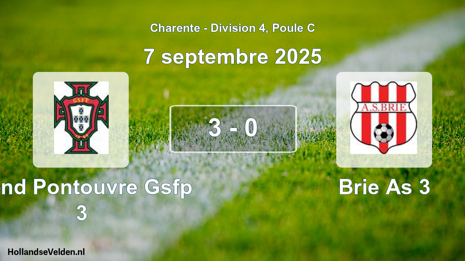 Total number of matches played: Gond Pontouvre Gsfp 3 - Brie As 3 3 - 0 (7 September 2025)