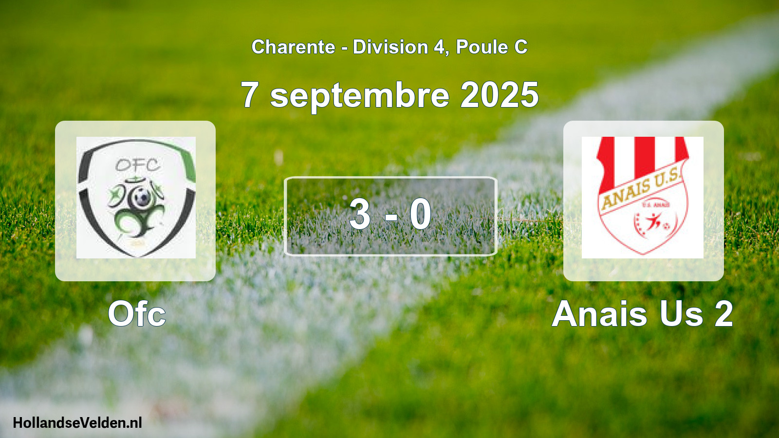 Total number of matches played: Ofc - Anais Us 2 3 - 0 (7 September 2025)