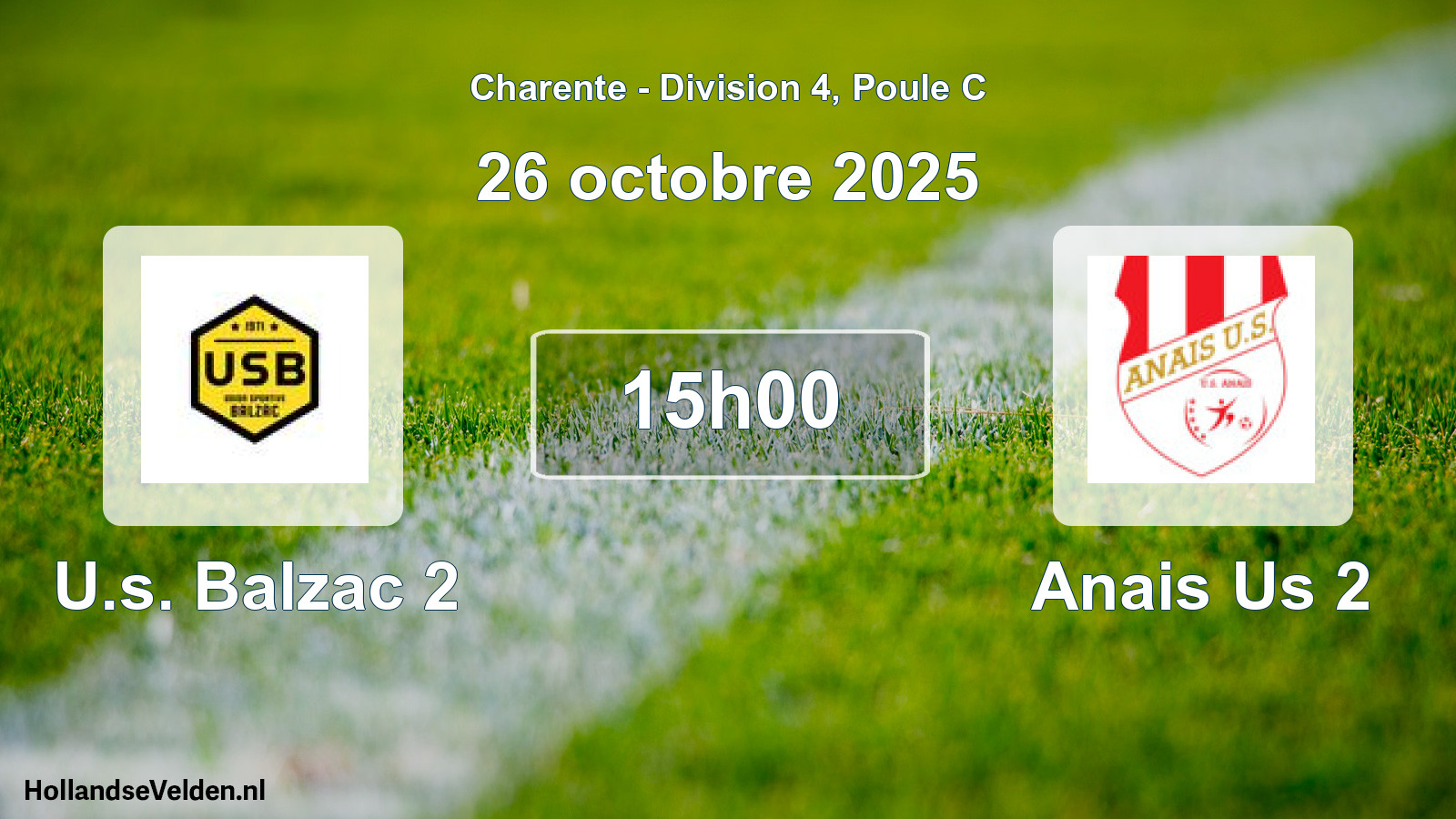 Geplande wedstrijd: U.s. Balzac 2 - Anais Us 2 (26 octobre 2025)