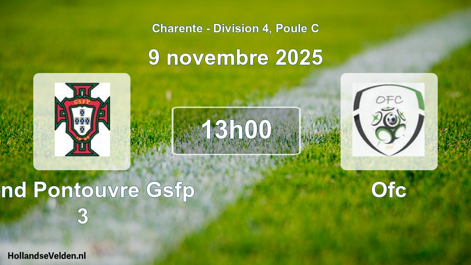 Geplande wedstrijd: Gond Pontouvre Gsfp 3 - Ofc (9 novembre 2025)