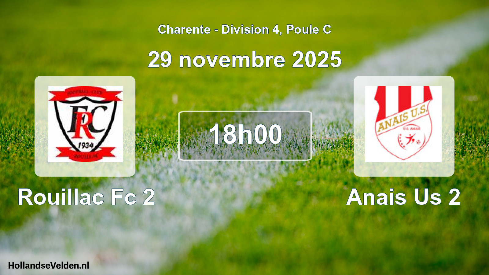 Geplande wedstrijd: Rouillac Fc 2 - Anais Us 2 (29 november 2025)