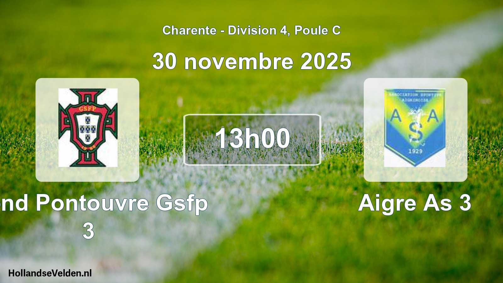 Geplande wedstrijd: Gond Pontouvre Gsfp 3 - Aigre As 3 (30 novembre 2025)