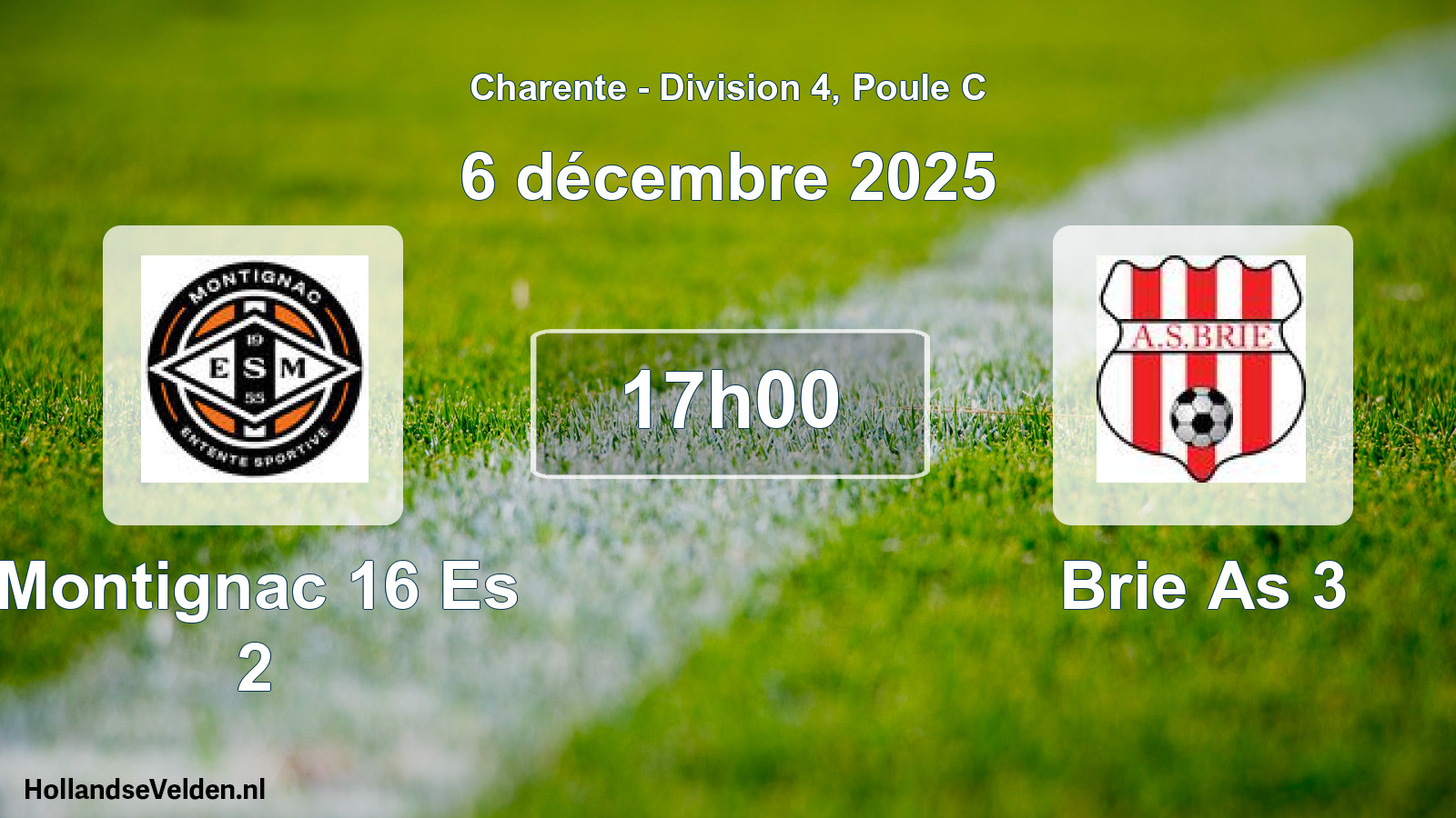 Geplande wedstrijd: Montignac 16 Es 2 - Brie As 3 (6 décembre 2025)