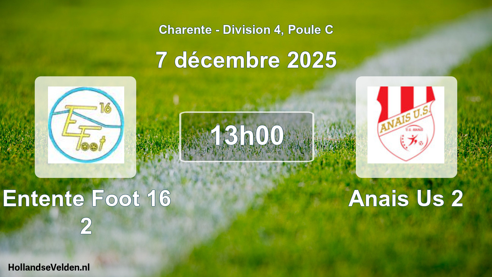 Geplande wedstrijd: Entente Foot 16 2 - Anais Us 2 (7 décembre 2025)