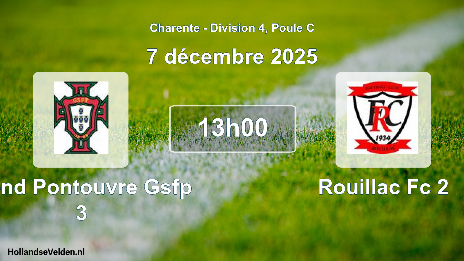 Geplande wedstrijd: Gond Pontouvre Gsfp 3 - Rouillac Fc 2 (7 décembre 2025)