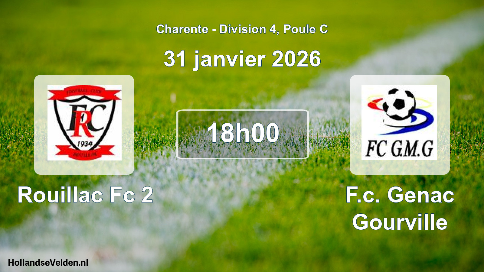Scheduled Match: Rouillac Fc 2 - F.c. Genac Gourville (31 January 2026)