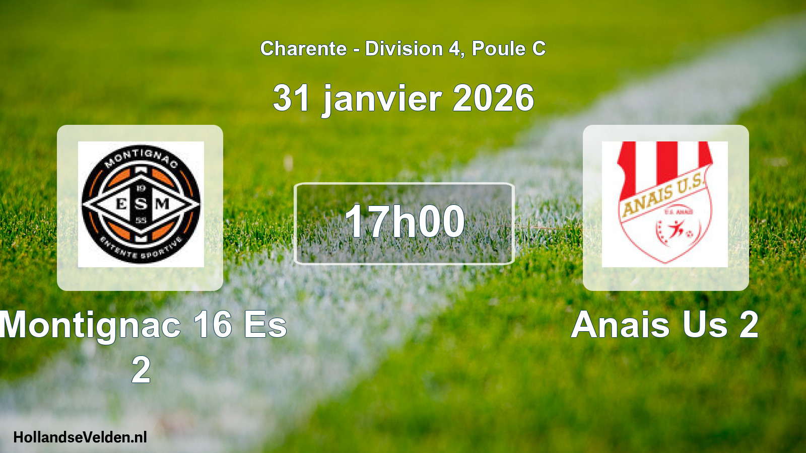 Geplande wedstrijd: Montignac 16 Es 2 - Anais Us 2 (31 janvier 2026)