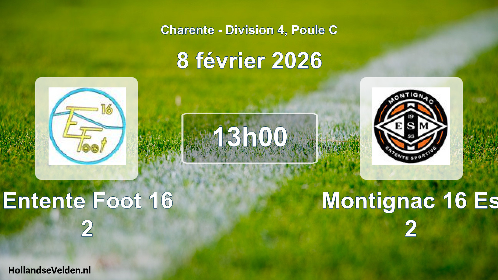 Geplande wedstrijd: Entente Foot 16 2 - Montignac 16 Es 2 (8 février 2026)