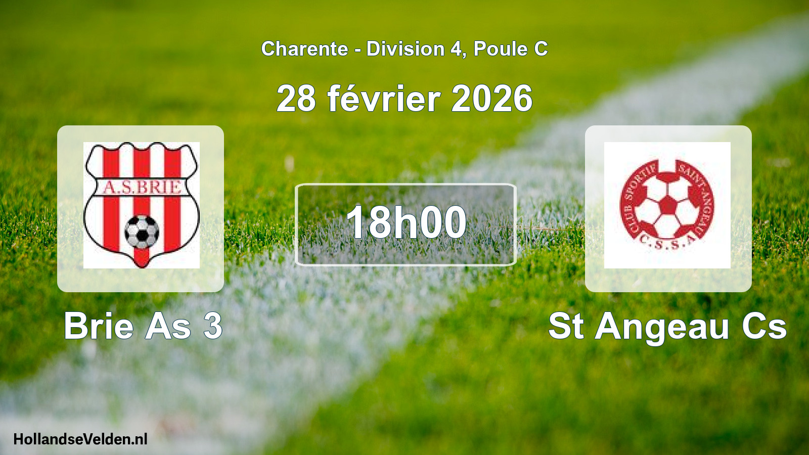 Geplande wedstrijd: Brie As 3 - St Angeau Cs (28 février 2026)