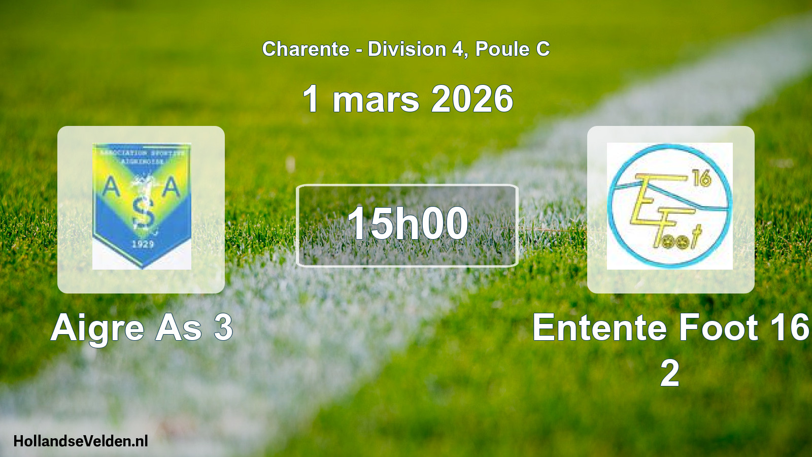 Geplande wedstrijd: Aigre As 3 - Entente Foot 16 2 (1 mars 2026)