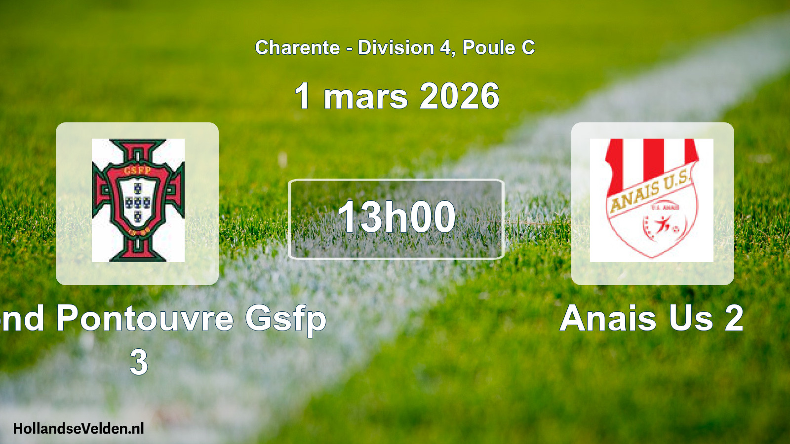 Scheduled Match: Gond Pontouvre Gsfp 3 - Anais Us 2 (1 March 2026)