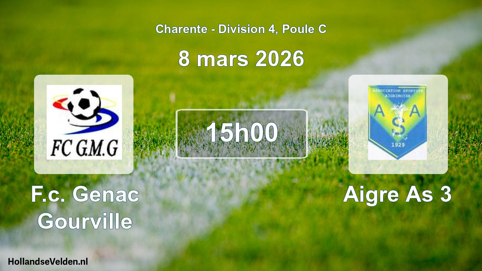Geplande wedstrijd: F.c. Genac Gourville - Aigre As 3 (8 mars 2026)