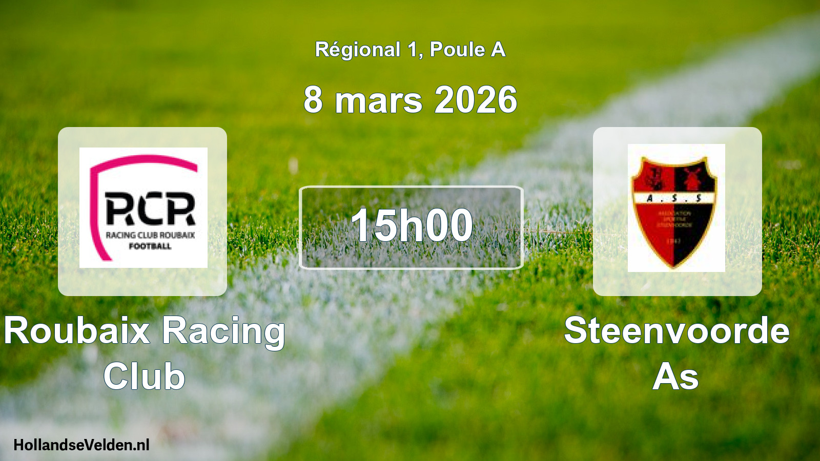 Geplande wedstrijd: Roubaix Racing Club - Steenvoorde As (8 mars 2026)