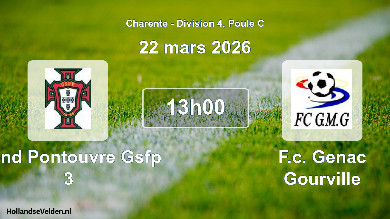 Geplande wedstrijd: Gond Pontouvre Gsfp 3 - F.c. Genac Gourville (22 maart 2026)