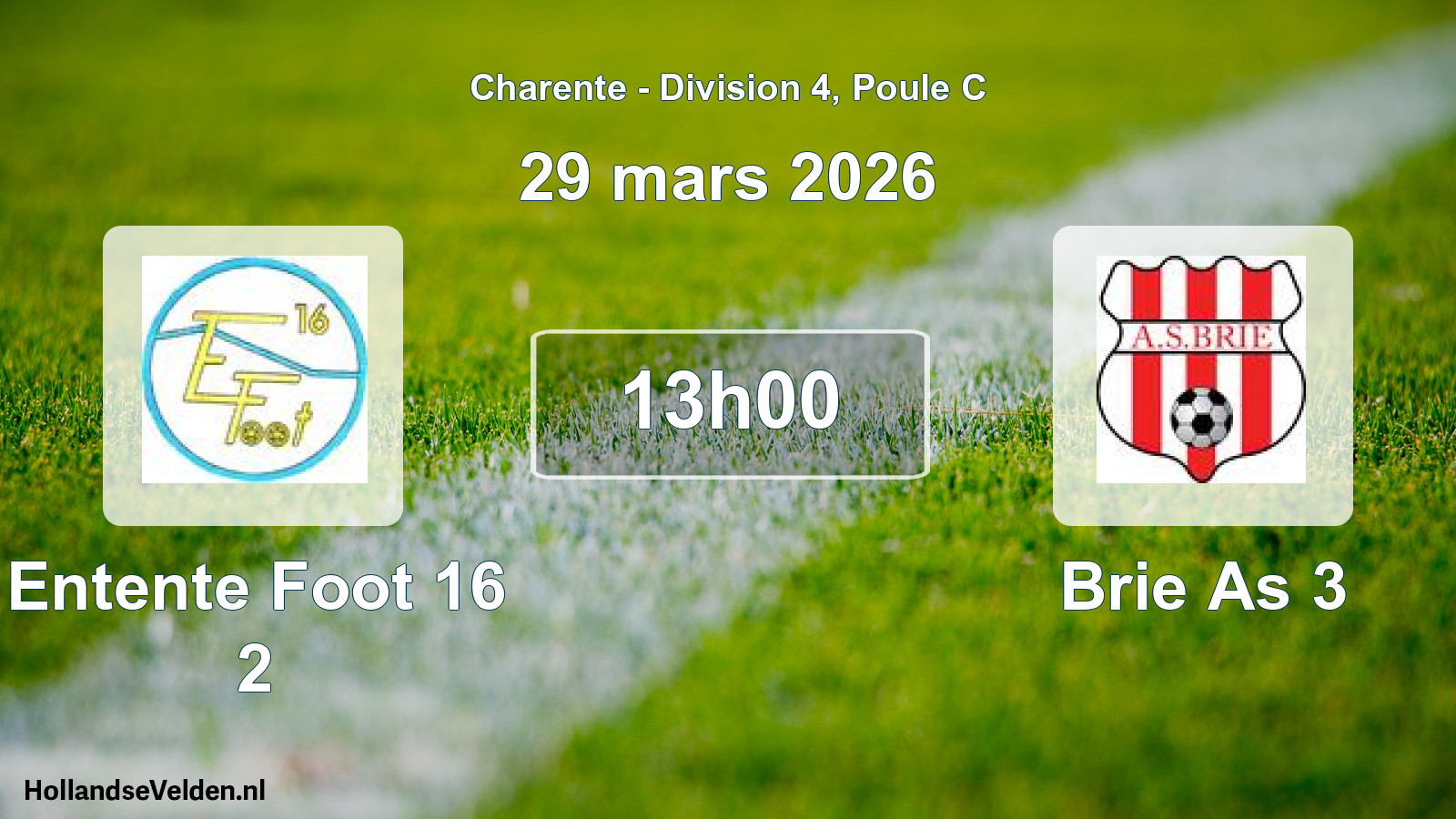 Geplande wedstrijd: Entente Foot 16 2 - Brie As 3 (29 mars 2026)