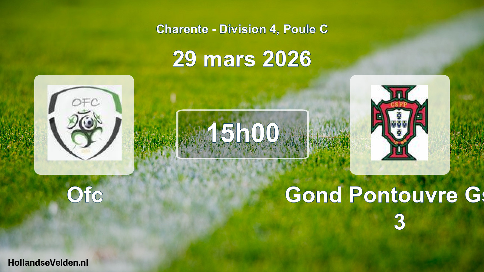 Geplande wedstrijd: Ofc - Gond Pontouvre Gsfp 3 (29 maart 2026)