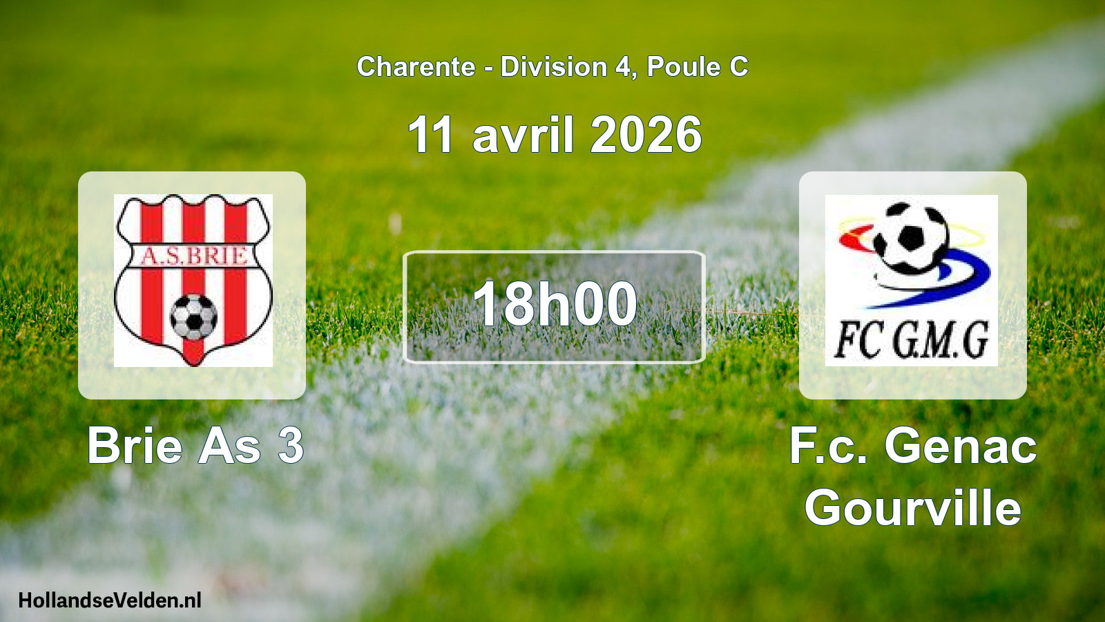 Geplande wedstrijd: Brie As 3 - F.c. Genac Gourville (11 april 2026)