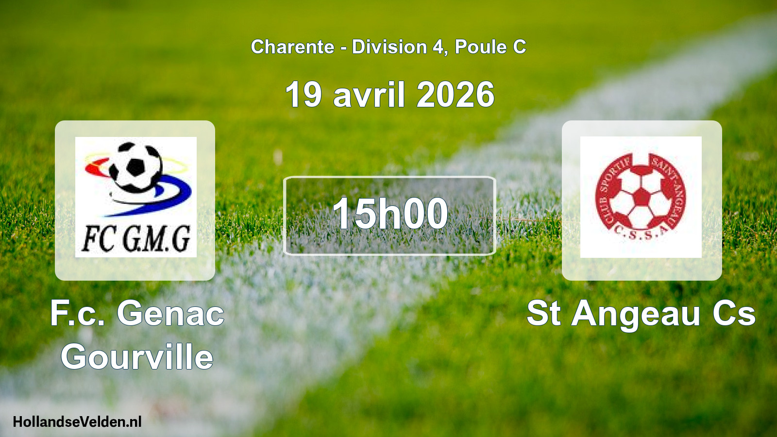 Geplande wedstrijd: F.c. Genac Gourville - St Angeau Cs (19 avril 2026)