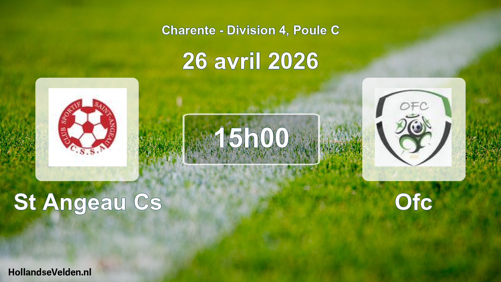 Geplande wedstrijd: St Angeau Cs - Ofc (26 april 2026)