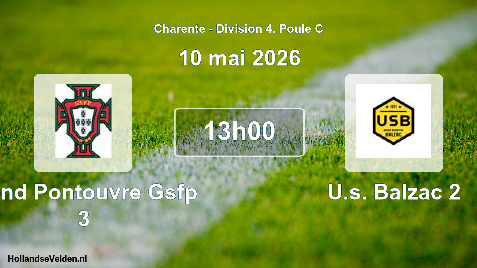 Geplande wedstrijd: Gond Pontouvre Gsfp 3 - U.s. Balzac 2 (10 mai 2026)