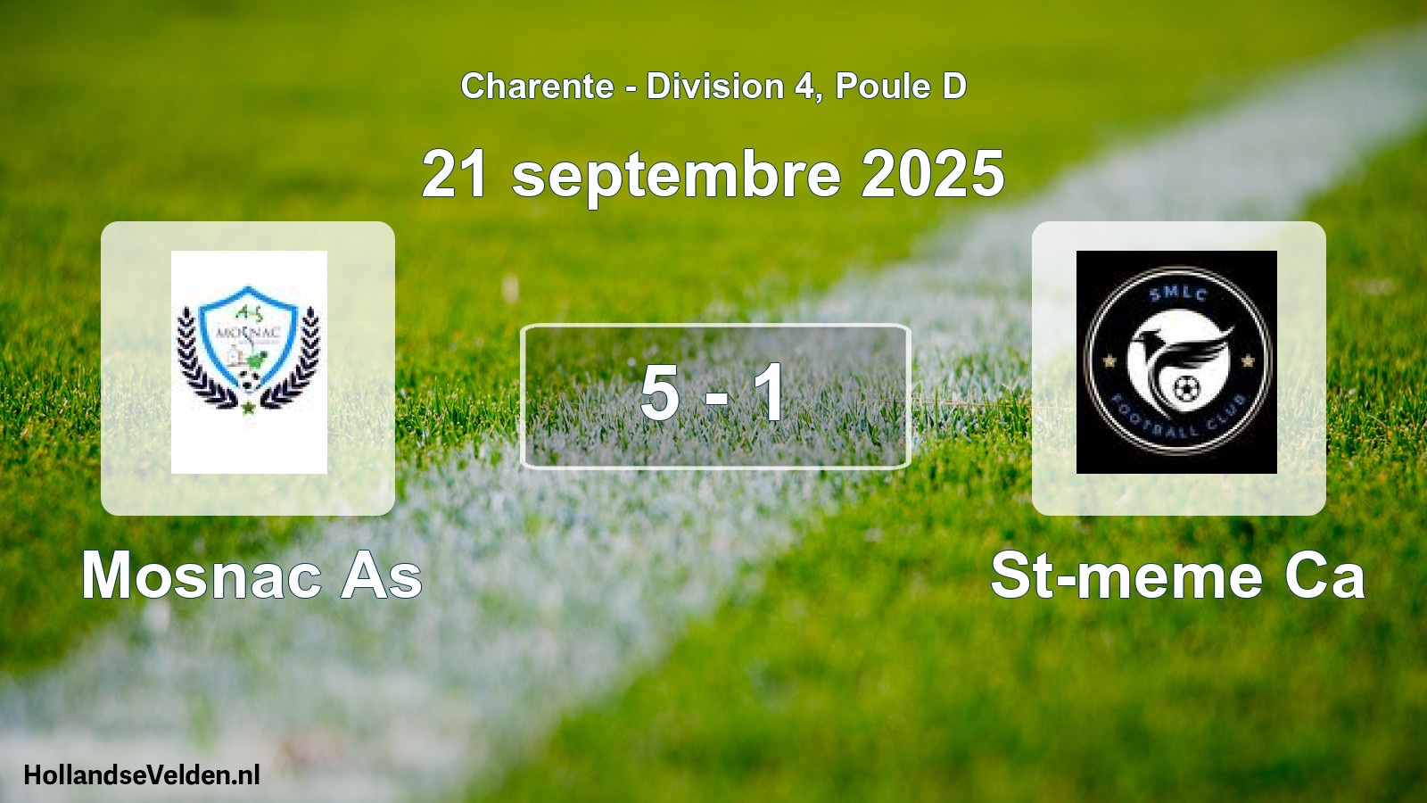 Gespeelde wedstrijd: Mosnac As - St-meme Ca 5 - 1 (21 septembre 2025)