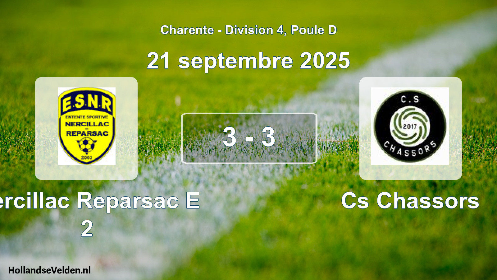 Gespeelde wedstrijd: Nercillac Reparsac E 2 - Cs Chassors 3 - 3 (21 septembre 2025)