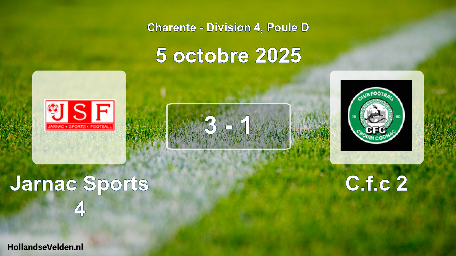 Gespeelde wedstrijd: Jarnac Sports 4 - C.f.c 2 3 - 1 (5 octobre 2025)
