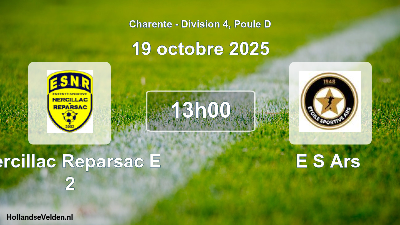 Geplande wedstrijd: Nercillac Reparsac E 2 - E S Ars (19 octobre 2025)