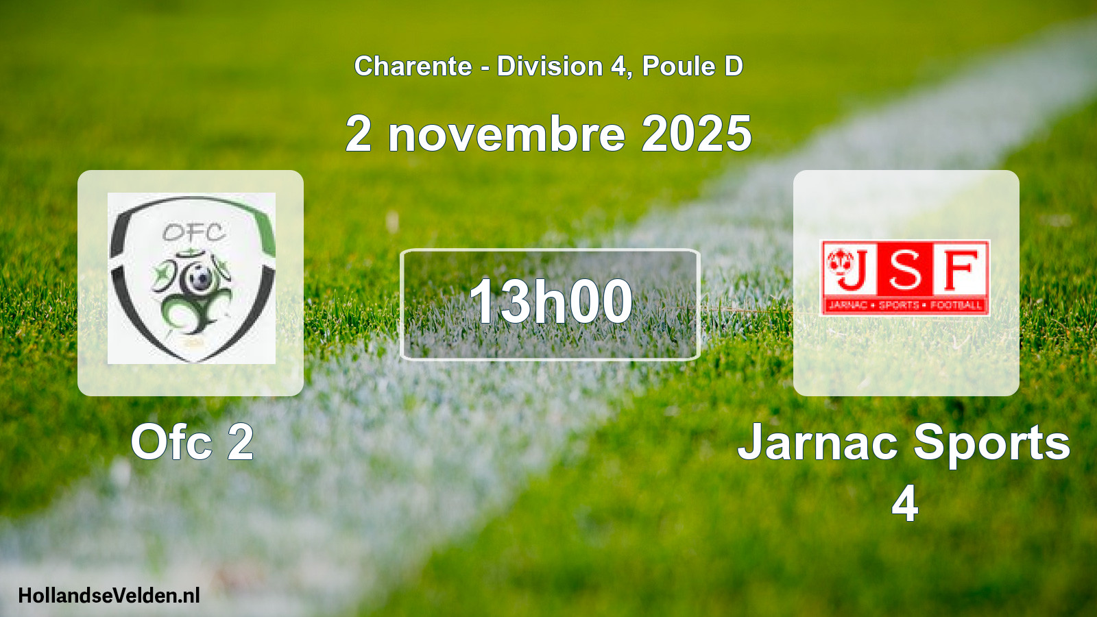 Geplande wedstrijd: Ofc 2 - Jarnac Sports 4 (2 novembre 2025)