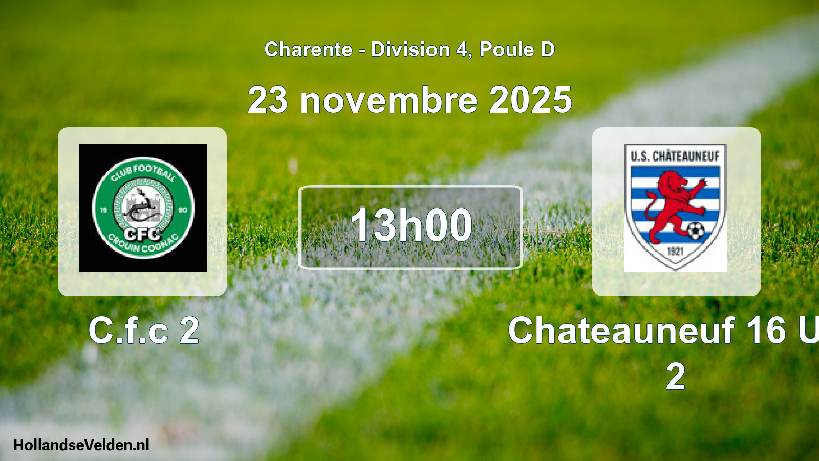 Geplande wedstrijd: C.f.c 2 - Chateauneuf 16 Us 2 (23 novembre 2025)