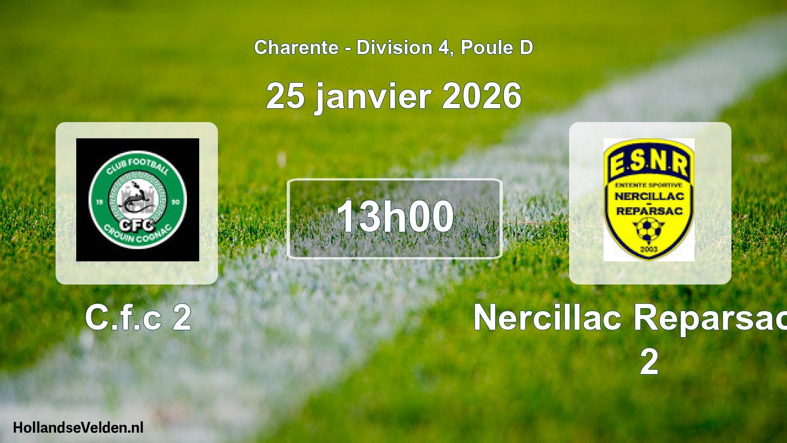 Geplande wedstrijd: C.f.c 2 - Nercillac Reparsac E 2 (25 janvier 2026)