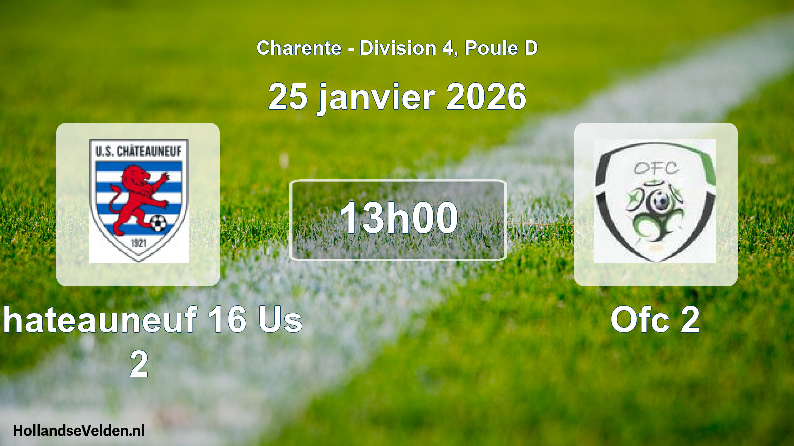 Geplande wedstrijd: Chateauneuf 16 Us 2 - Ofc 2 (25 janvier 2026)