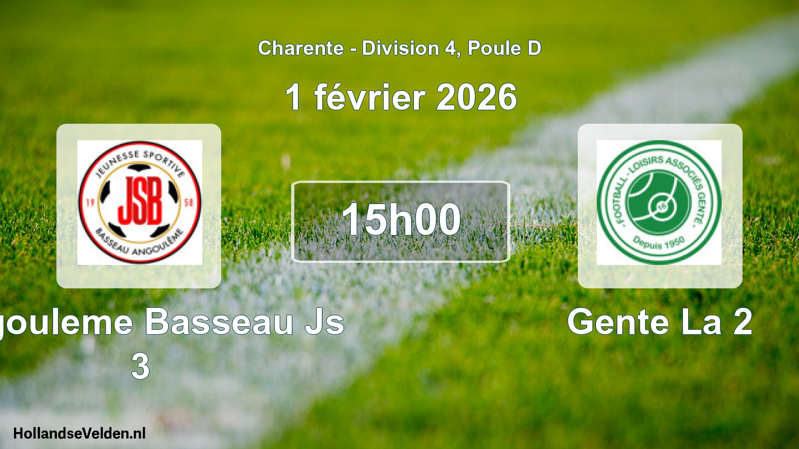 Geplande wedstrijd: Angouleme Basseau Js 3 - Gente La 2 (1 février 2026)