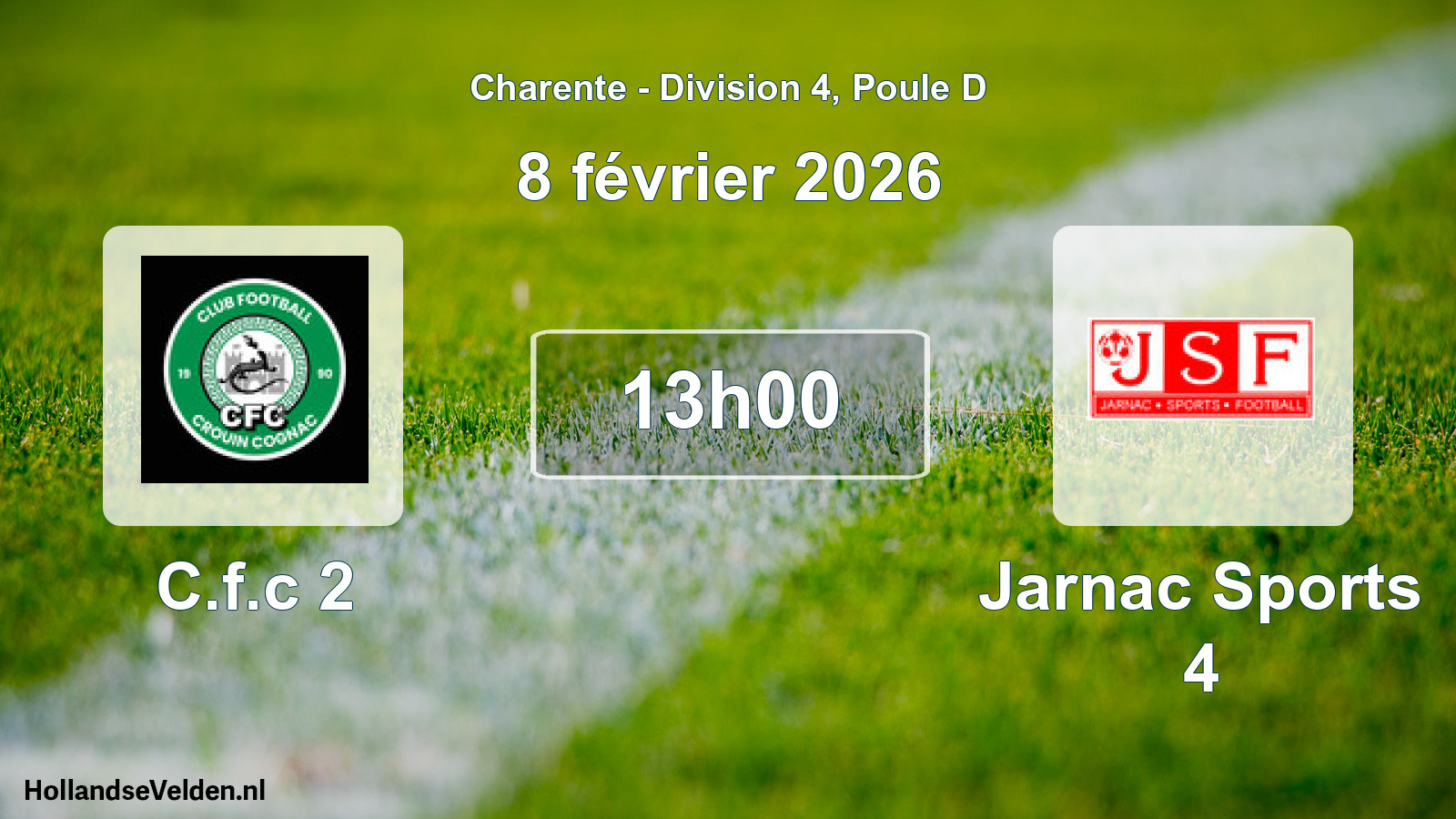Geplande wedstrijd: C.f.c 2 - Jarnac Sports 4 (8 février 2026)