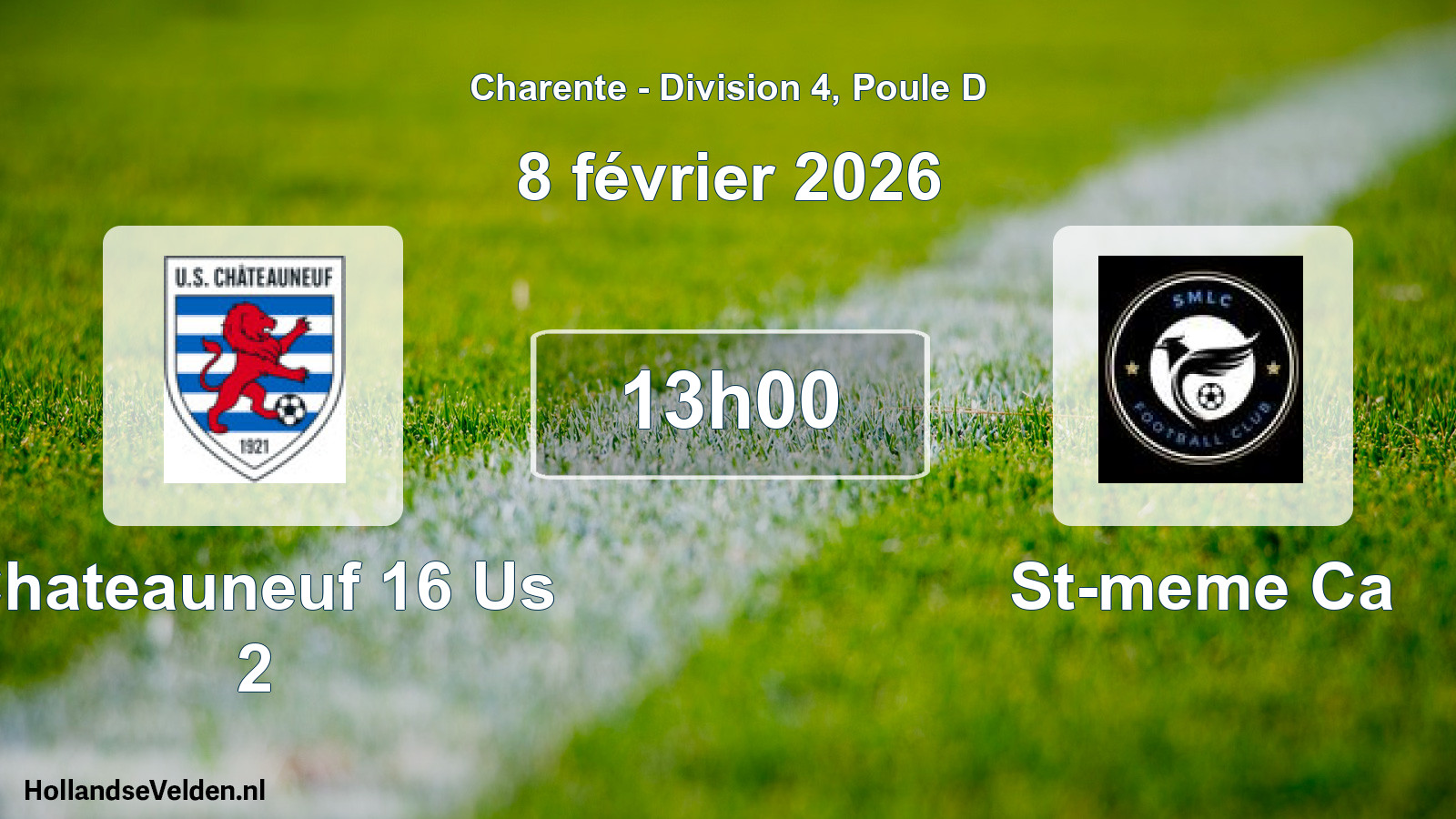 Geplande wedstrijd: Chateauneuf 16 Us 2 - St-meme Ca (8 février 2026)