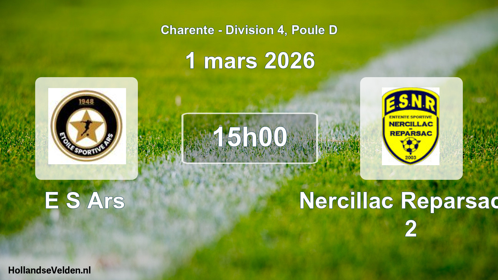 Geplande wedstrijd: E S Ars - Nercillac Reparsac E 2 (1 mars 2026)