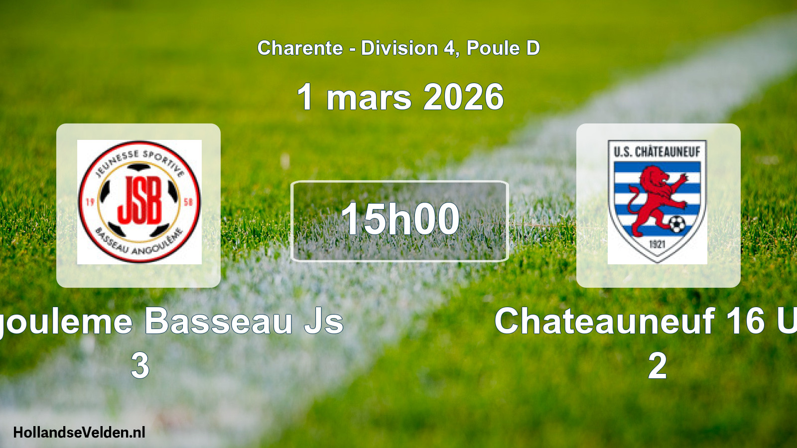 Geplande wedstrijd: Angouleme Basseau Js 3 - Chateauneuf 16 Us 2 (1 mars 2026)